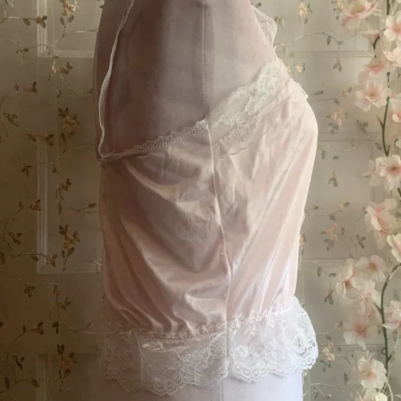 vintage 80’s lace trim pink camisole size S - Picture 3 of 6